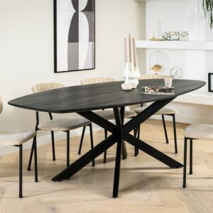 Haluta - Ovale Mango Eetkamertafel Bart - 230 x 110 x 76 cm - Zwart
