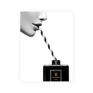 Glasschilderij - Louis Vuitton Drankje  - 60 x 80 x 0,4 cm